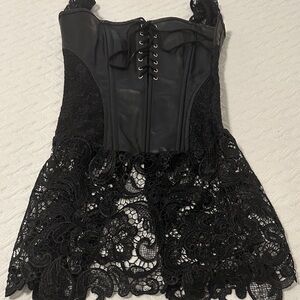 Elegant Black Lace Corset Dress
